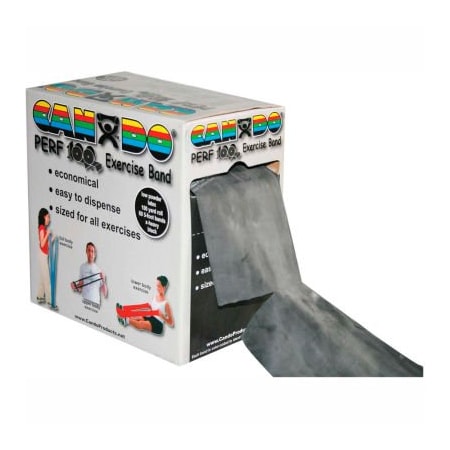 Fabrication Enterprises CanDo Perf 100 Low Powder Exercise Band, Black, 100 yd Roll, 1 Roll/Box 1203749